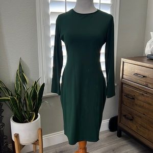 Emerald green long sleeve midi dress